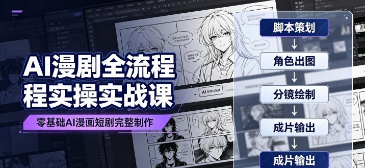 图片[1]-AI漫剧全流程实操实战课｜零基础AI漫画短剧完整制作、脚本出图成片全链路落地教程-阿志说钱