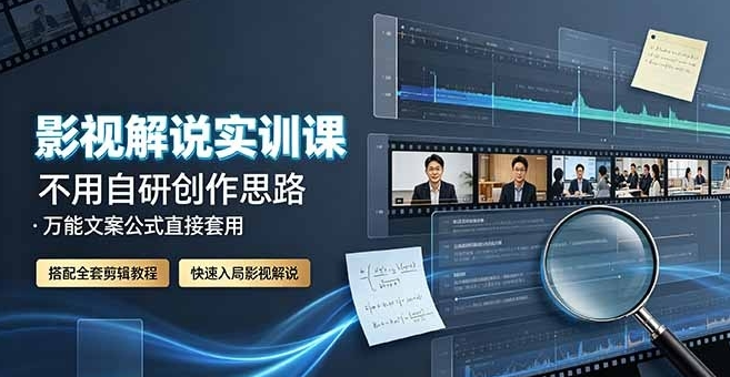 图片[1]-影视解说实训课：不用自研创作思路，万能文案公式直接套用，搭配全套剪辑教程，快速入局影视解说-阿志说钱