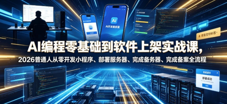 图片[1]-AI编程零基础到软件上架实战课，2026普通人从零开发小程序、部署服务器、完成备案全流程项目落地教程-阿志说钱
