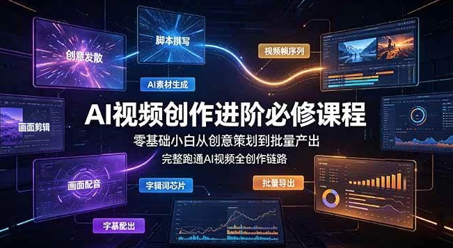 图片[1]-AI视频创作进阶必修课程：零基础小白从创意策划到批量产出，完整跑通AI视频全创作链路-阿志说钱