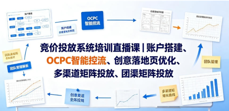 图片[1]-竞价投放系统培训直播课｜账户搭建、OCPC智能控流、创意落地页优化、多渠道矩阵投放、团队管理与副业变现全阶实战-阿志说钱