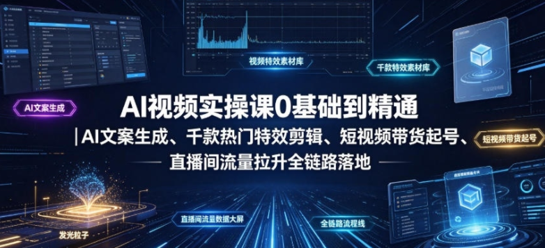 图片[1]-AI视频实操课0基础到精通｜AI文案生成、千款热门特效剪辑、短视频带货起号、直播间流量拉升全链路落地-阿志说钱